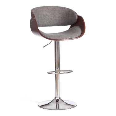 Барный стул Tetchair LANDO mod.4036 металл/дерево/ткань, 59х51х93-114 см, высота сиденья 62-83 см, серый/орех/хром, Aimcasa 28