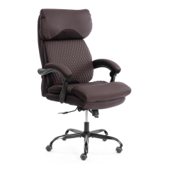 Кресло руководителя Tetchair Chief metalBL кож/зам/ткань, коричневый/коричневый стеганный, 36-36/36-36 стеганный/TW-24