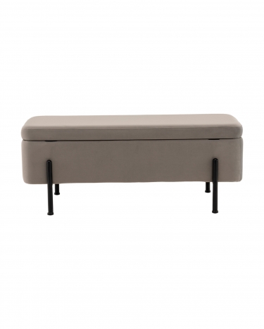 Банкетка Stool Group Болейн с ящиком велюр серый черные ножки