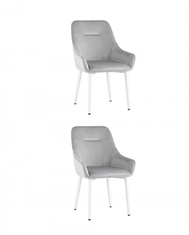 Комплект из двух стульев Stool Group Диана велюр серебристый ножки белые 2 шт