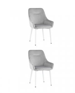 Комплект из двух стульев Stool Group Диана велюр серебристый ножки белые 2 шт