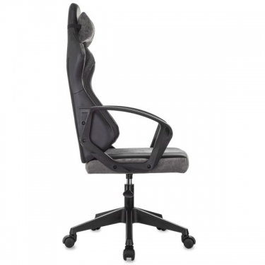 Кресло компьютерное BRABIX BRABIX Forcer GM-127, 2 подушки, экокожа/велюр, черное/серое