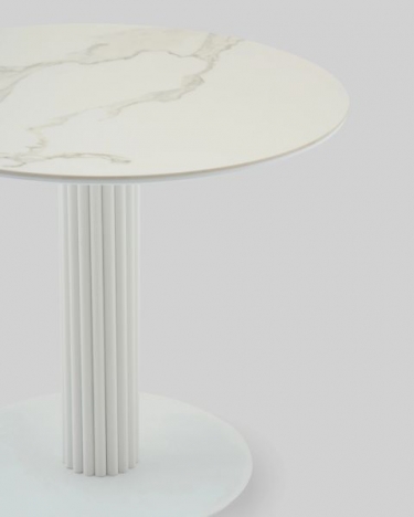 Стол круглый Stool Group Терралино D90 верх керамика белый матовый, основание металл белый