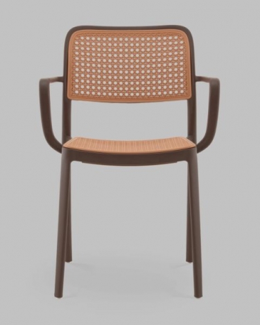 Стул Stool Group Yona пластиковый с подлокотниками коричневый