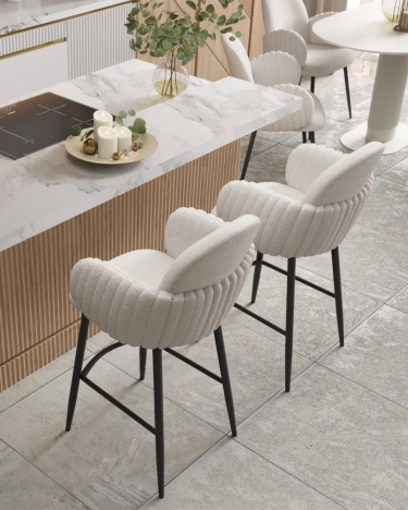 Стул полубарный Stool Group Wave Stripes ПБ букле белый