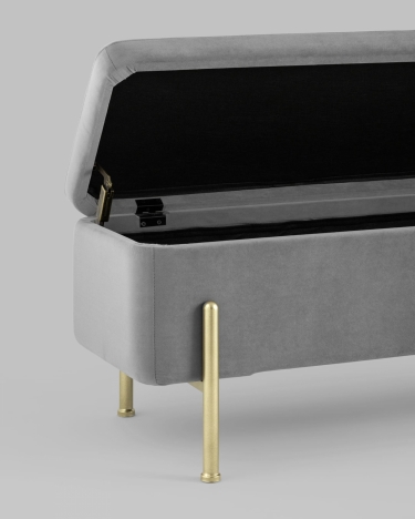 Банкетка с ящиком Stool Group Болейн gold велюр Серый