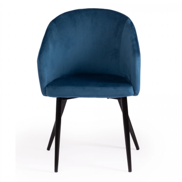 Кресло Tetchair LA FONTAIN mod. 004 вельвет/металл, 60 х 57 х 84 см , синий HLR 63/черный