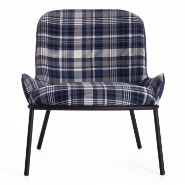 Кресло Tetchair DUKEN mod. 0179322 металл/ткань, 79х59х66 см, синий/синяя шотландка/черный