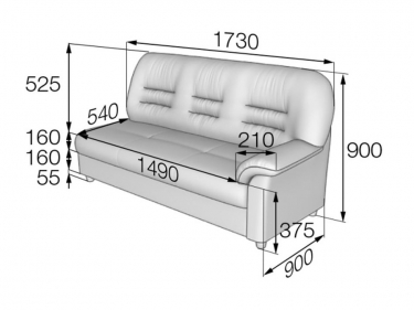 Диван трехместный подлокотник левый Gartlex Премьер V-100/11