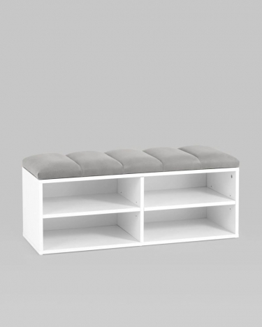 Обувница Stool Group Хольст 2 белая велюр Серый