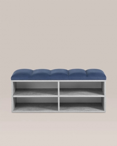Обувница Stool Group Хольст 2 серая велюр синий