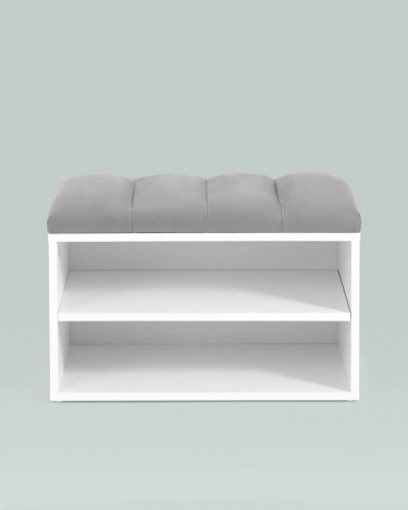 Обувница Stool Group Хольст белая велюр Серый