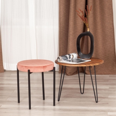 Табурет Tetchair REVO mod. 7034 ткань/металл, 44 х 44 х 47 см, коралловый barkhat 15 /черный